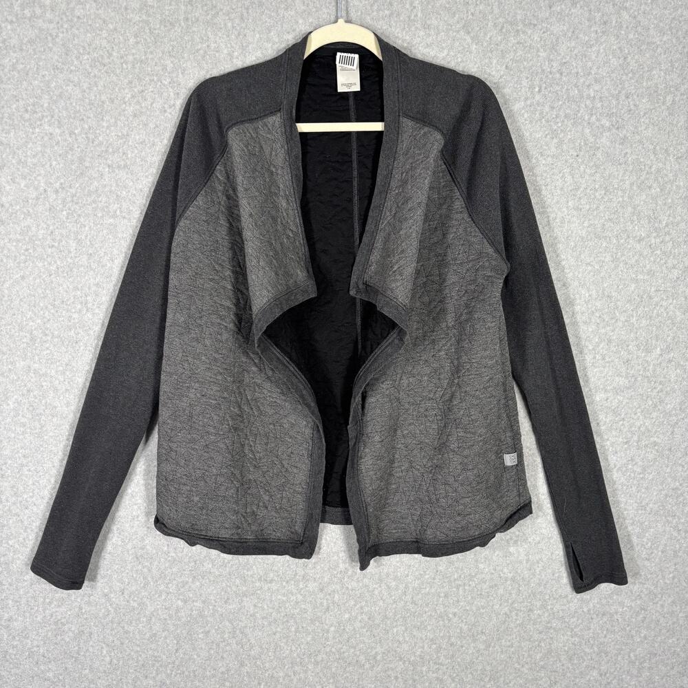 Victorias Secret VS Sport Sweatshirt Large Gray Cardigan Drape Open Quilted Wrap